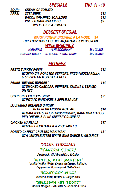 SHERIDAN'S IS OPEN UNTIL 10pm EVERYDAY !!!