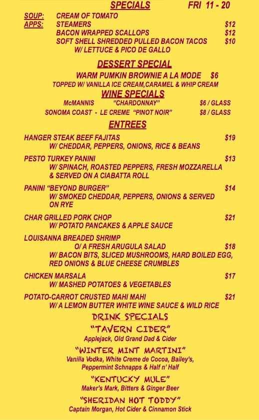 IT'S A BEAUTIFUL DAY - GET OUT TO SHERIDAN'S