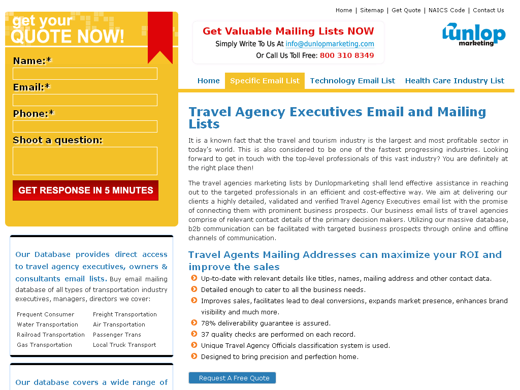 Travel Agency Executives Email List Travel Agency Executives Email List