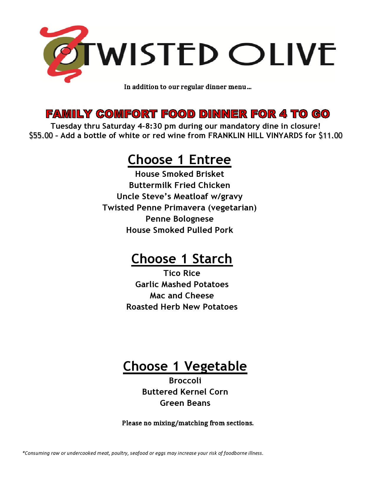 Menus Twisted Olive
